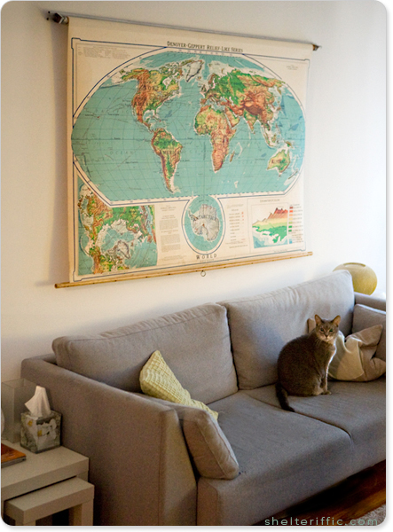 Maps in Home Decor - Vintage Classroom Map - www.AFriendAfar.com