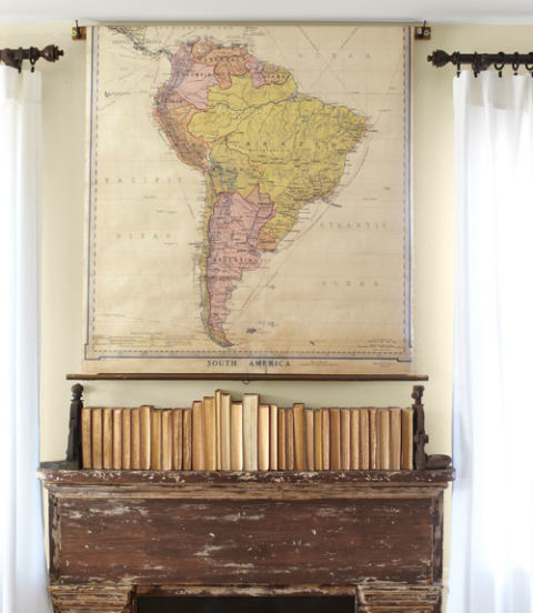 Maps in Home Decor - Vintage Classroom Map - www.AFriendAfar.com